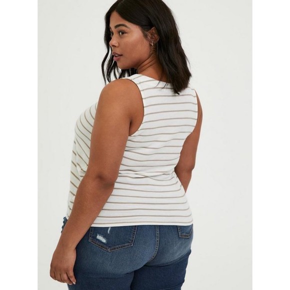 Torrid Ivory & Taupe Stripe Plus Size Woman’s Button Tank Top Size 2XL - Picture 6 of 6